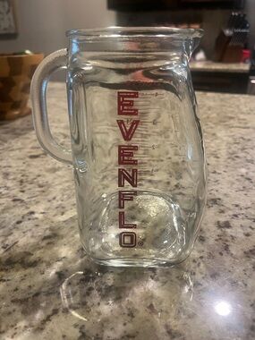 Vintage Evenflo Clear Glass Measuring Pitcher with Red Logo